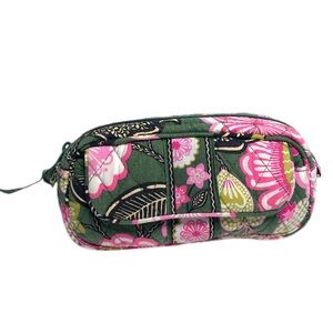 Vera Bradley Olive Pink Flower Pattern Make Up Bag